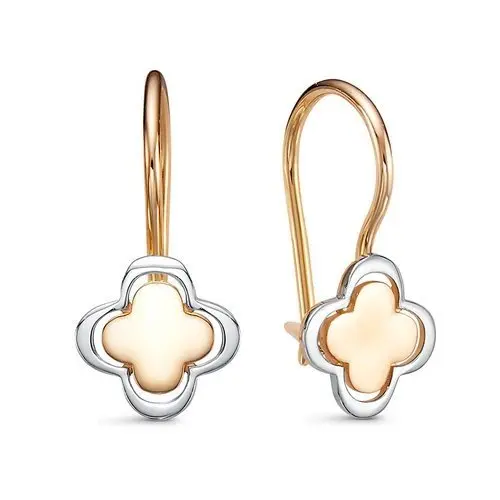 Серьги детские из комбинированного золота