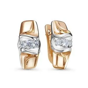Серьги с английским замком из комбинированного золота