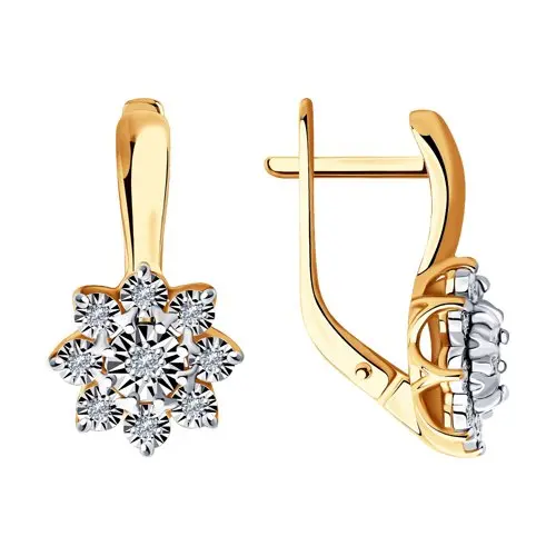 Серьги с английским замком из комбинированного золота