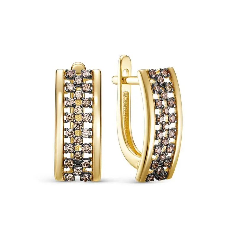 Серьги с английским замком из желтого золота