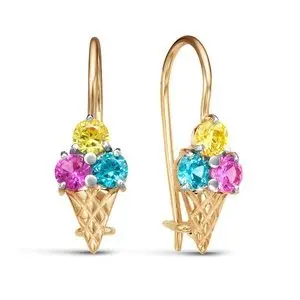 Серьги детские из красного золота