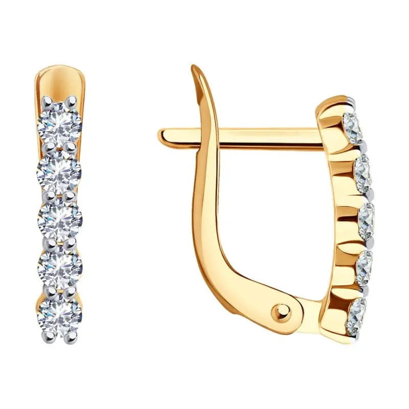 Серьги с английским замком из красного золота