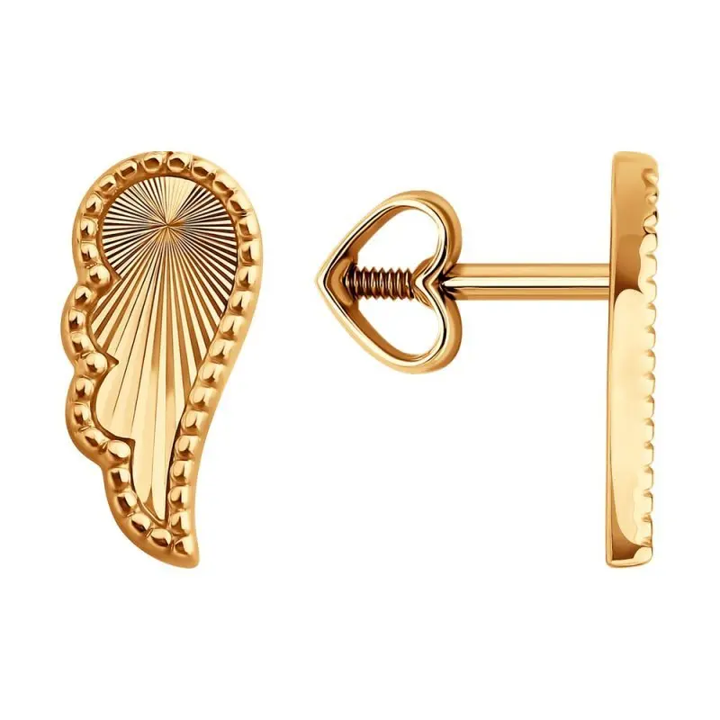 Серьги пуссеты из красного золота