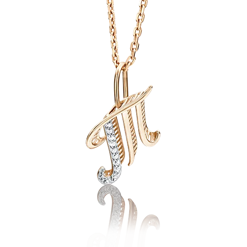 Подвеска буква из красного золота вид 1