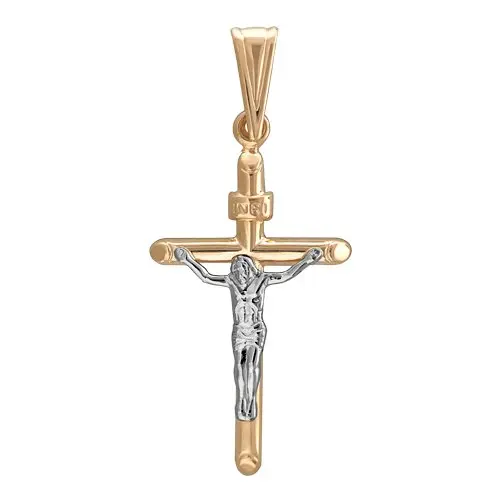 Подвеска крест из комбинированного золота