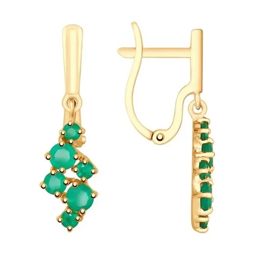 Серьги подвесные из красного золота