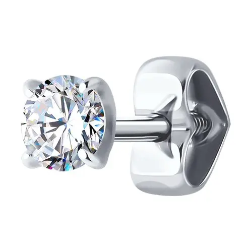 Серьги одиночные из белого золота