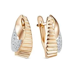 Серьги с английским замком из комбинированного золота