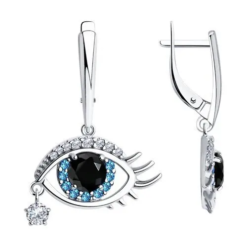 Серьги подвесные из серебра