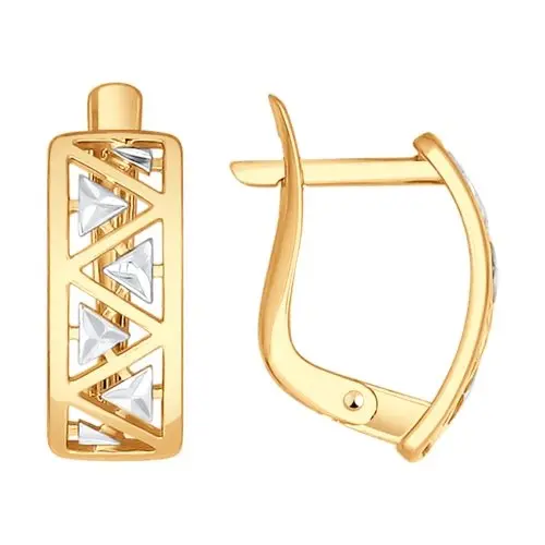 Серьги с английским замком из комбинированного золота