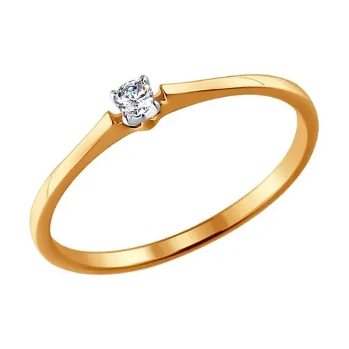 Кольцо помолвочное из красного золота