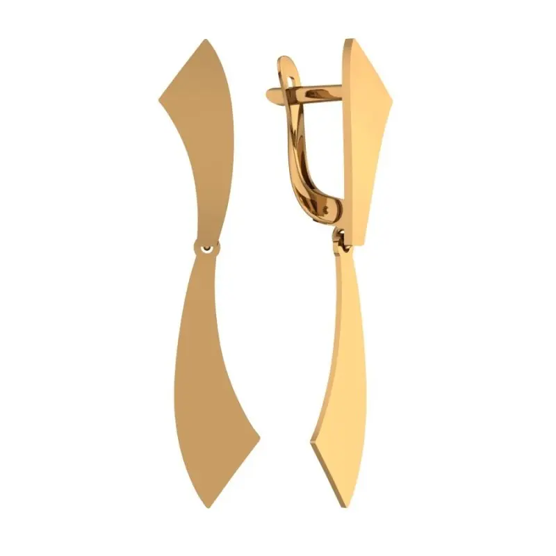 Серьги подвесные из красного золота