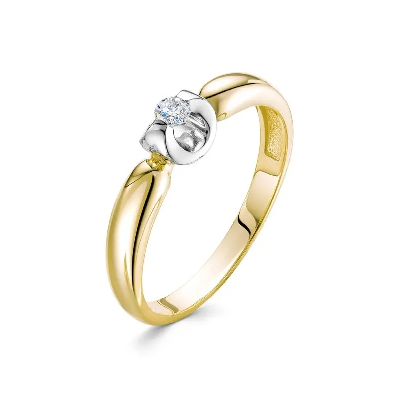 Кольцо помолвочное из желтого золота