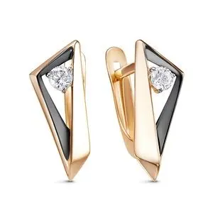 Серьги с английским замком из комбинированного золота