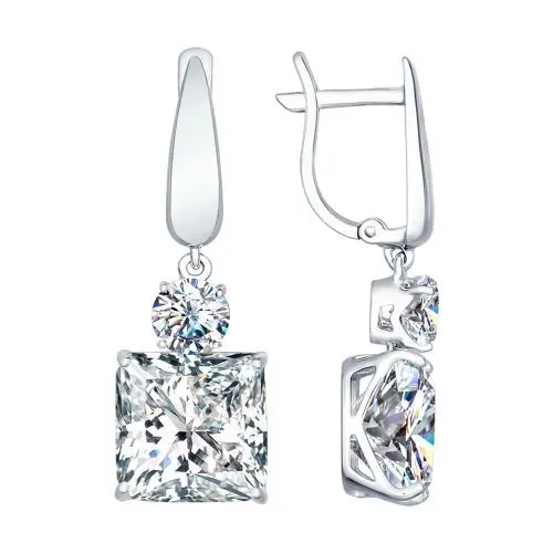 Серьги подвесные из серебра