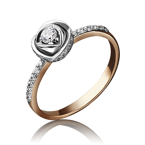 Кольцо помолвочное из комбинированного золота