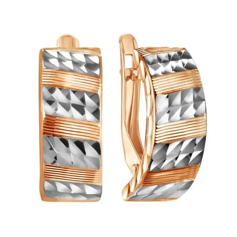 Серьги с английским замком из комбинированного золота