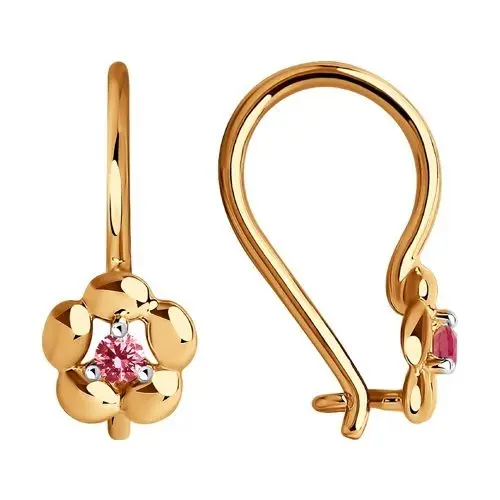 Серьги детские из красного золота