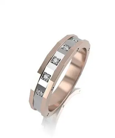 Кольцо обручальное из комбинированного золота