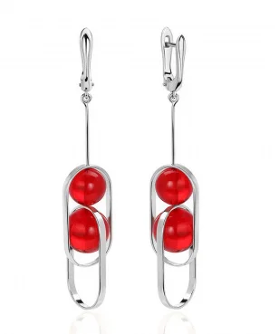 Серьги подвесные из серебра