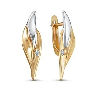 Серьги с английским замком из комбинированного золота