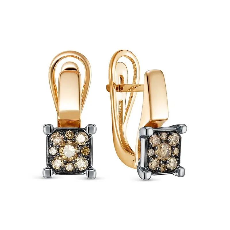 Серьги с английским замком из комбинированного золота