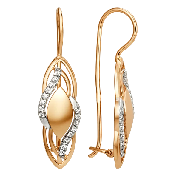 Серьги петельки из красного золота