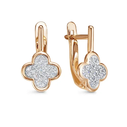 Серьги с английским замком из красного золота
