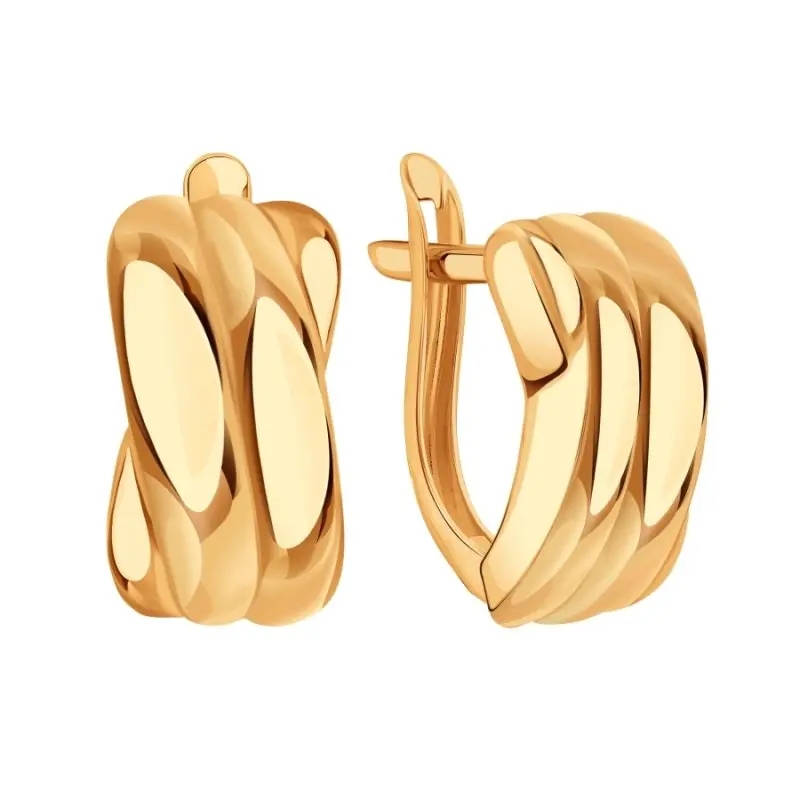 Серьги с английским замком из красного золота