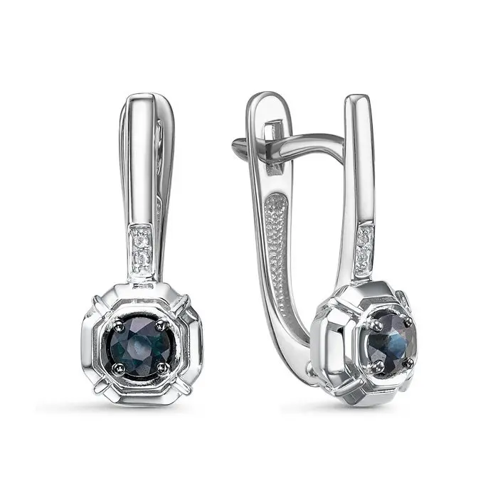 Серьги с английским замком из белого золота