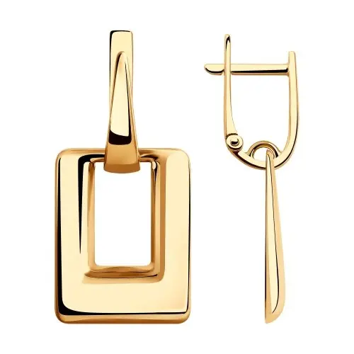 Серьги подвесные из красного золота