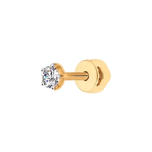 Серьги одиночные из красного золота