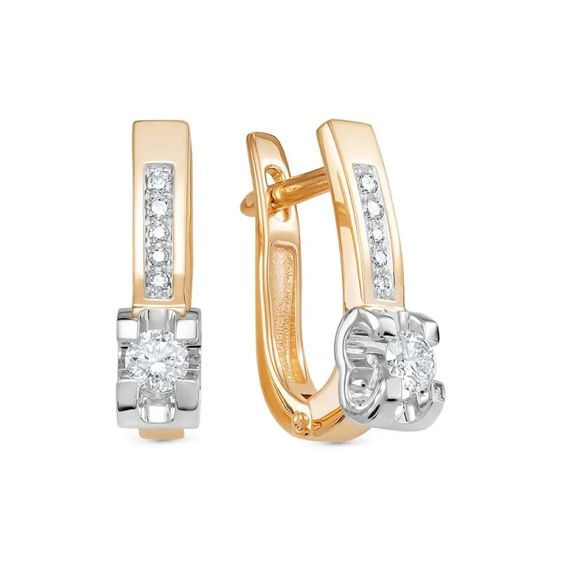 Серьги с английским замком из комбинированного золота