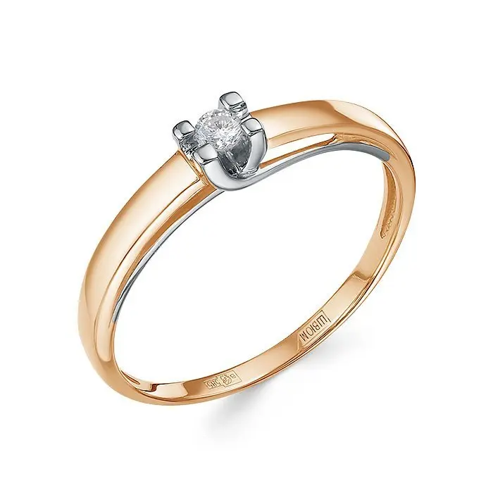 Кольцо помолвочное из комбинированного золота