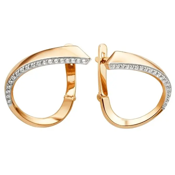 Серьги с английским замком из красного золота