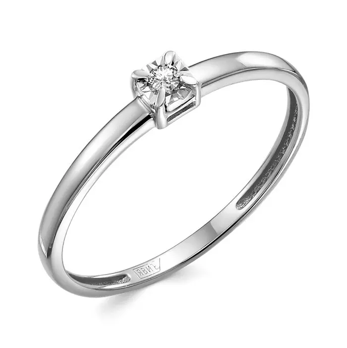 Кольцо помолвочное из белого золота