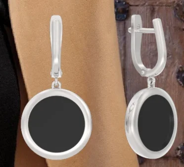 Серьги подвесные из серебра