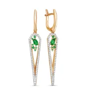 Серьги подвесные из красного золота