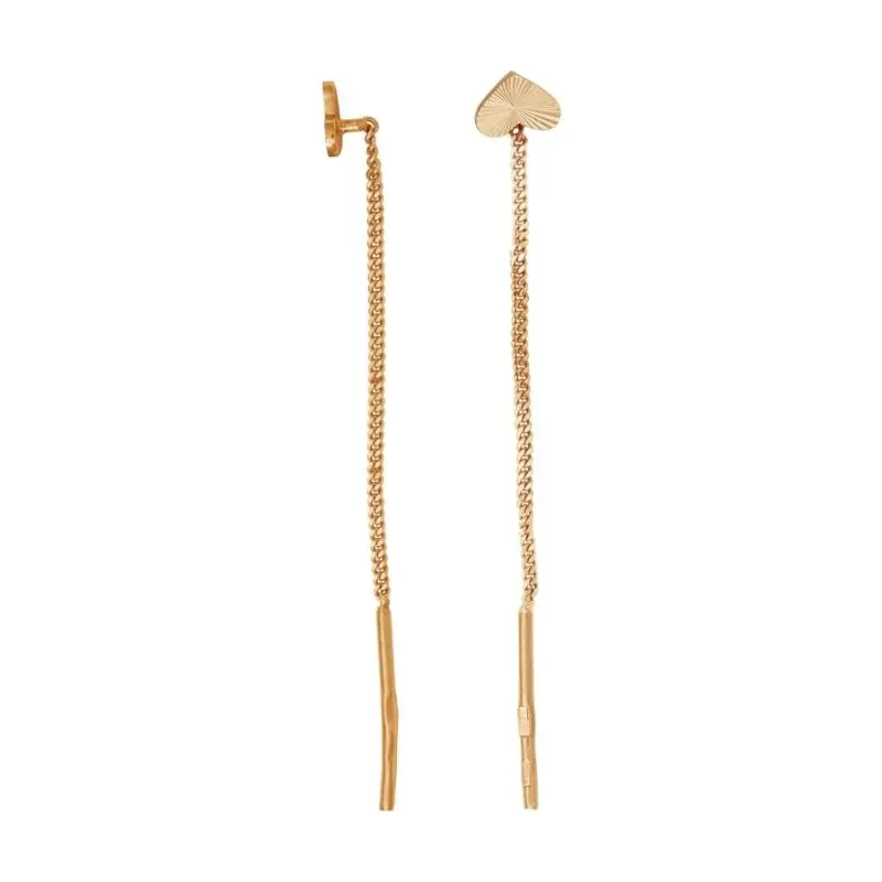 Серьги цепочки из красного золота