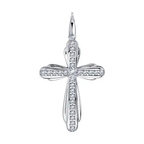 Подвеска декоративный крест из серебра вид 1