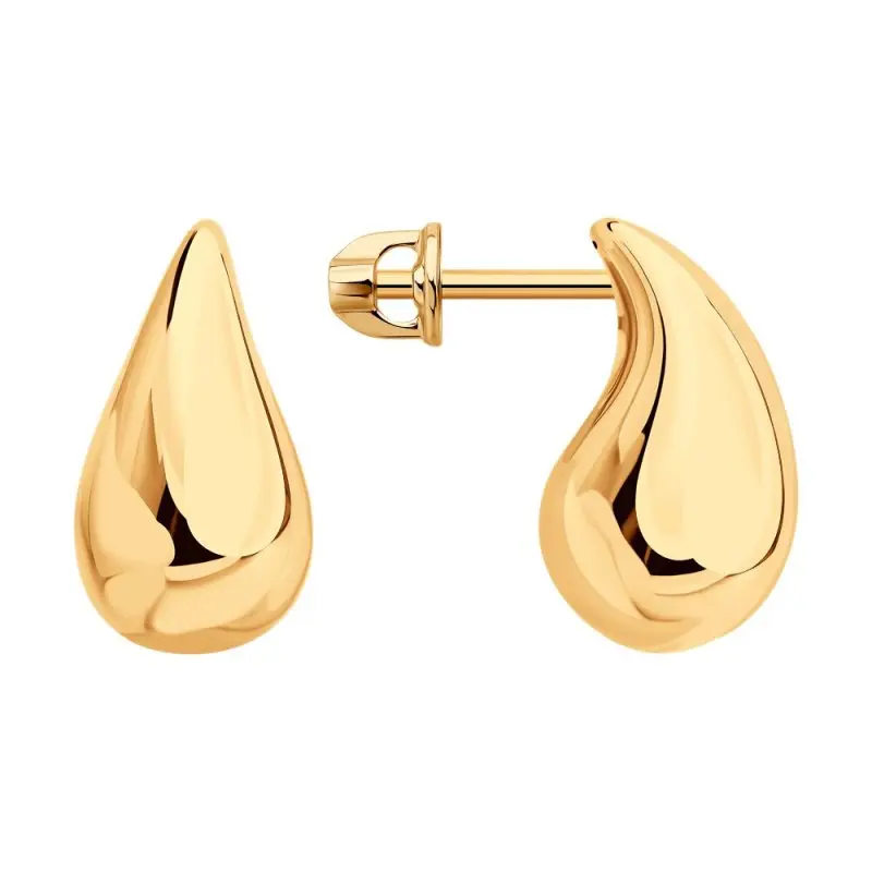 Серьги пуссеты из красного золота