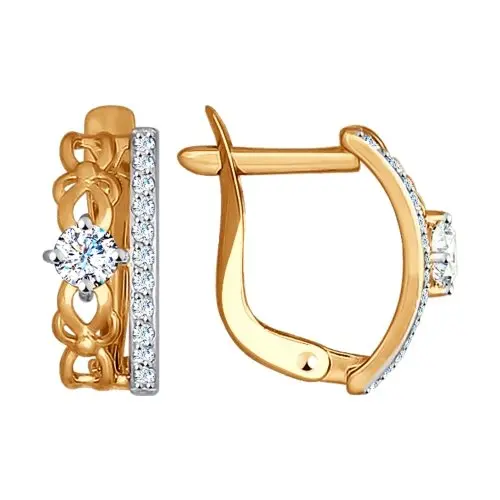 Серьги с английским замком из красного золота