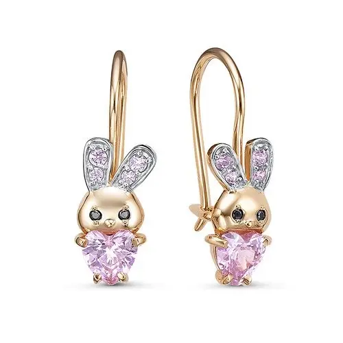 Серьги детские из комбинированного золота