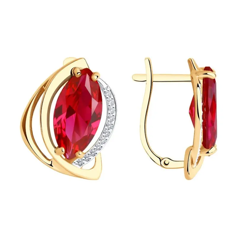 Серьги с английским замком из красного золота