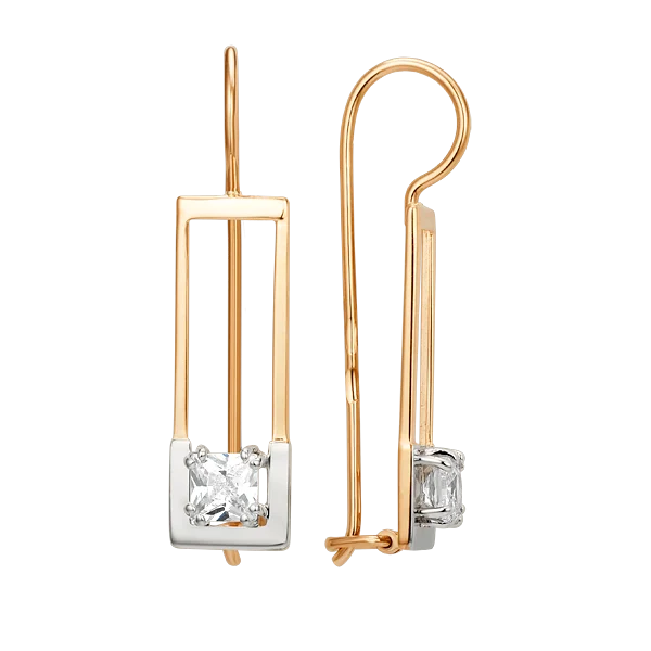 Серьги петельки из красного золота вид 1