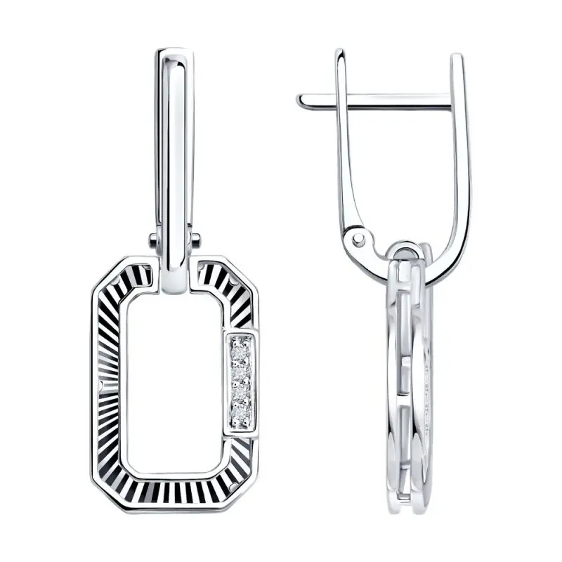 Серьги подвесные из белого золота