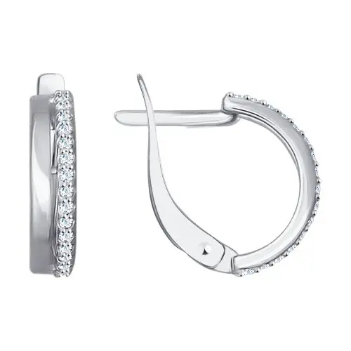 Серьги с английским замком из белого золота