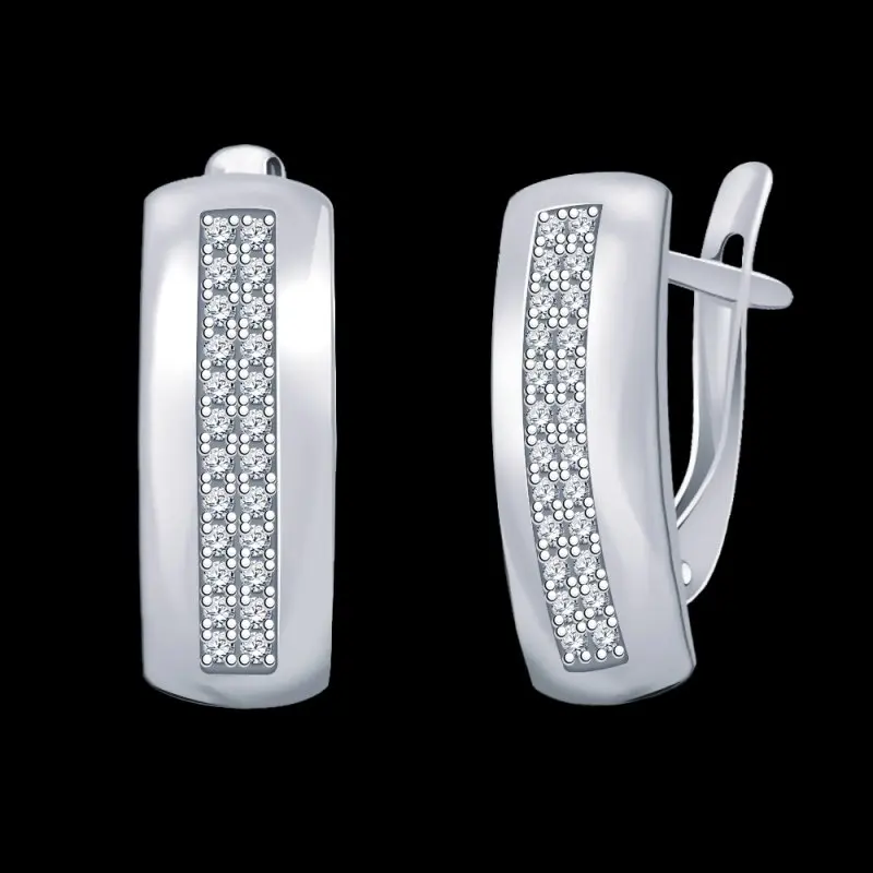 Серьги с английским замком из белого золота