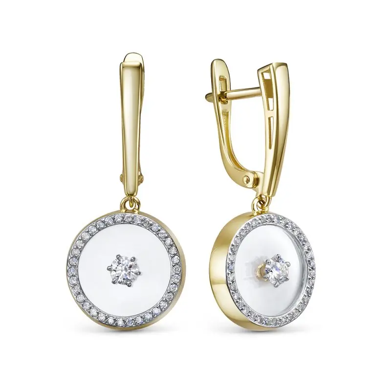 Серьги подвесные из желтого золота