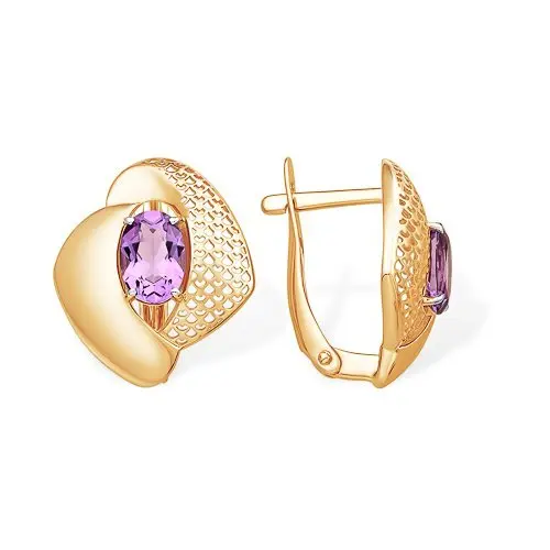 Серьги с английским замком из красного золота